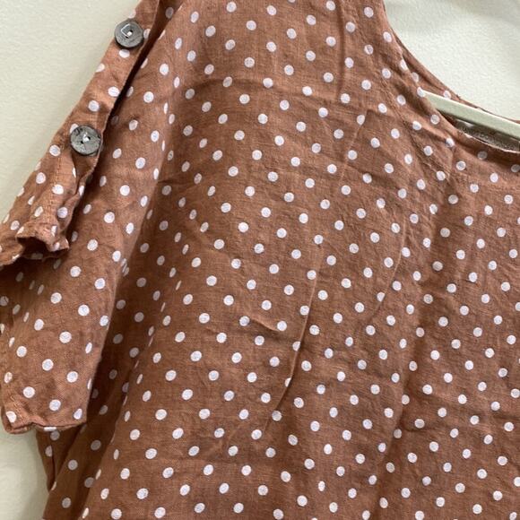 Lands Downunder women’s polka dot short sleeve blouse top - Picture 3 of 4